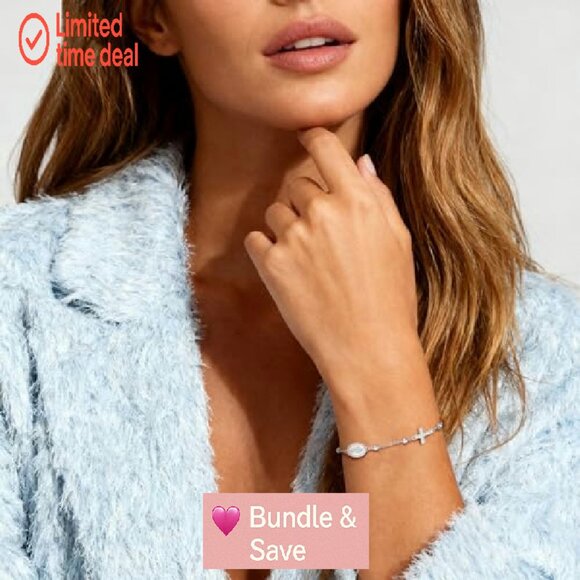 Sterling Silver Cross Charm Bracelet Adjustable Dainty Christian Gift - Picture 5 of 8